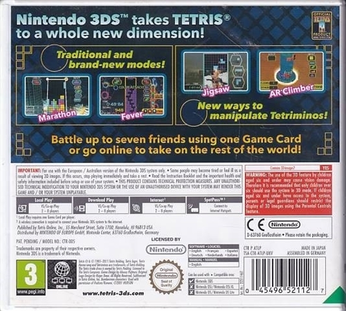 Tetris - Nintendo 3DS Spil - (A Grade) (Genbrug)